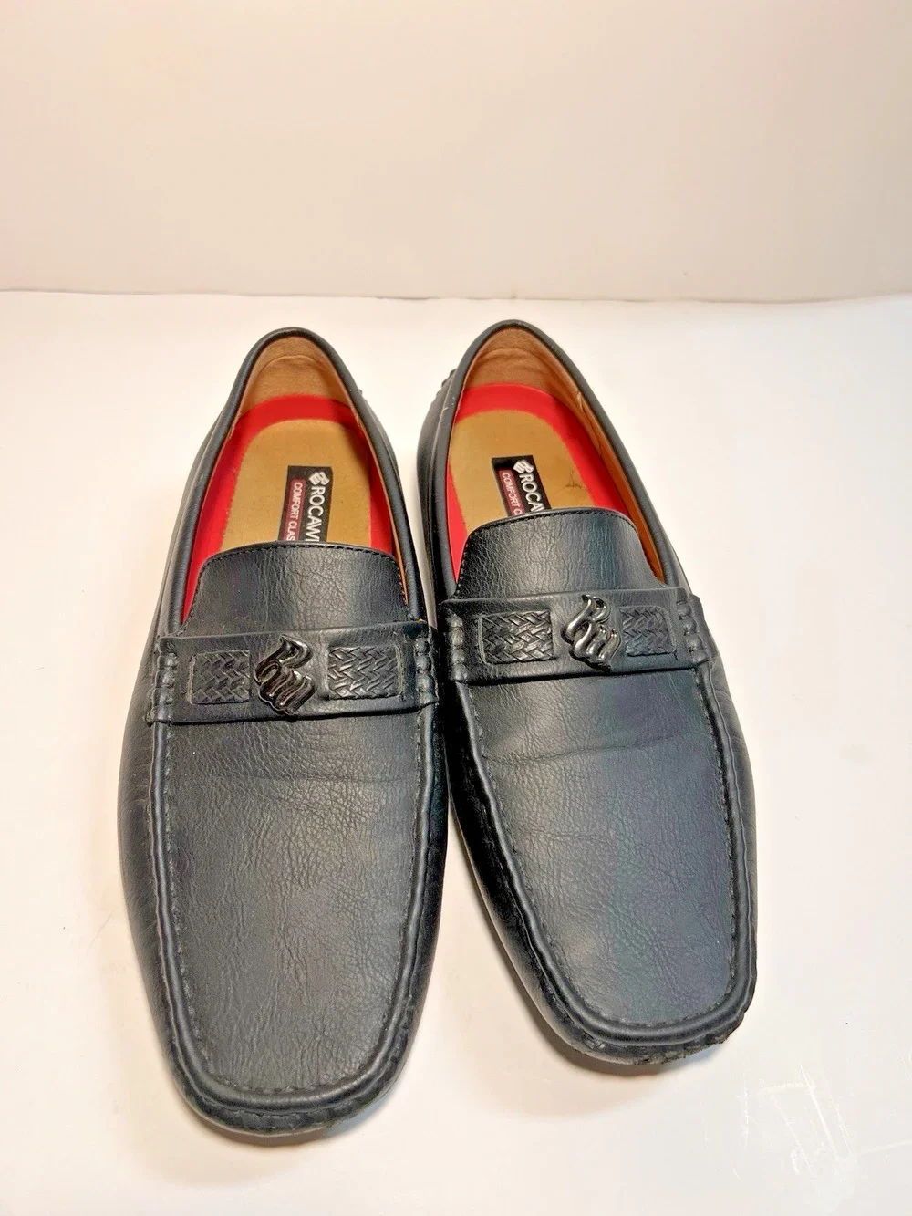 Rocawear Men's Black Comfort Cushioned Slip-On Loafers Diamond Pattern Size 10.5